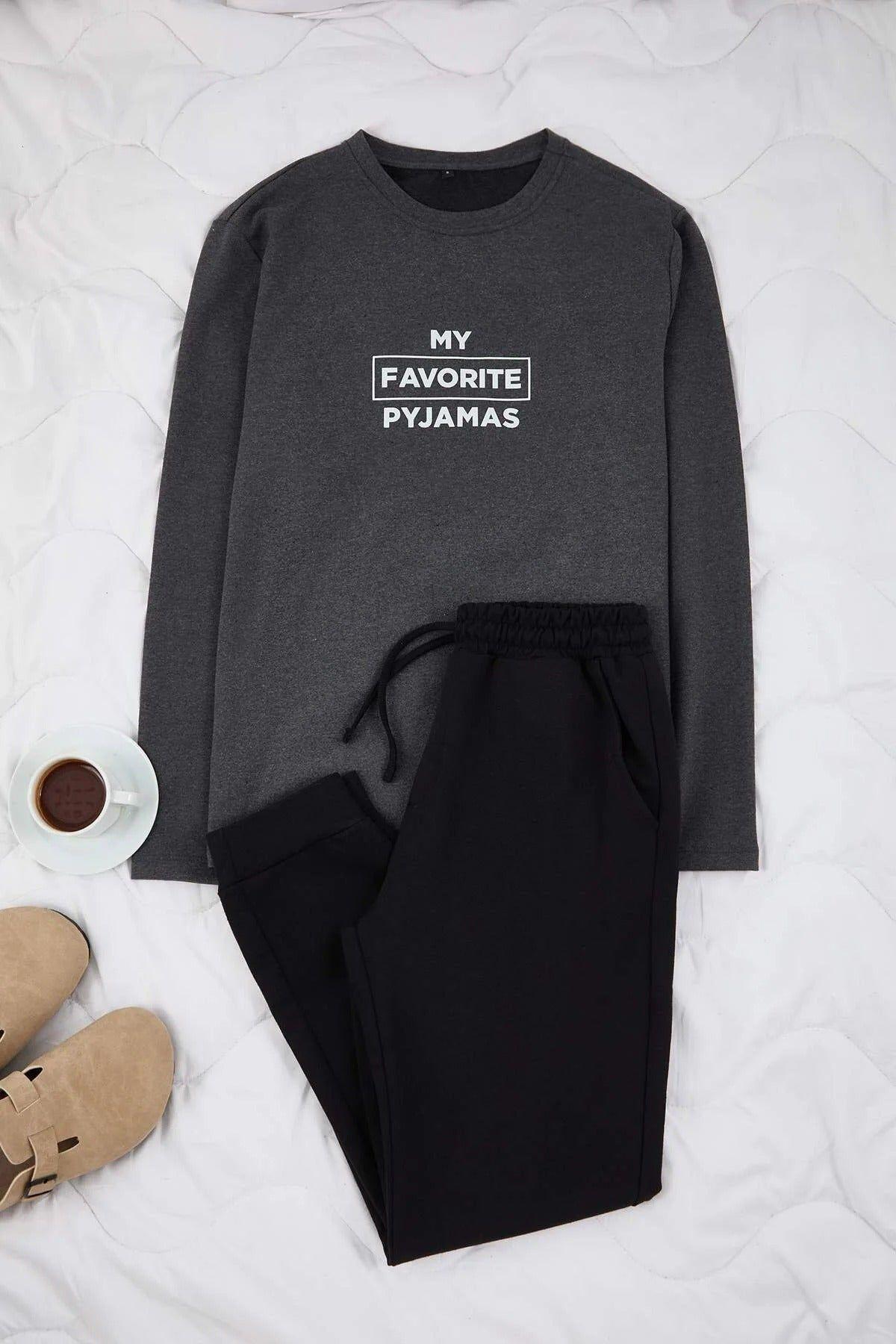 2 Piece Slogan Printed Knit Pyjama Set by WOVCOR