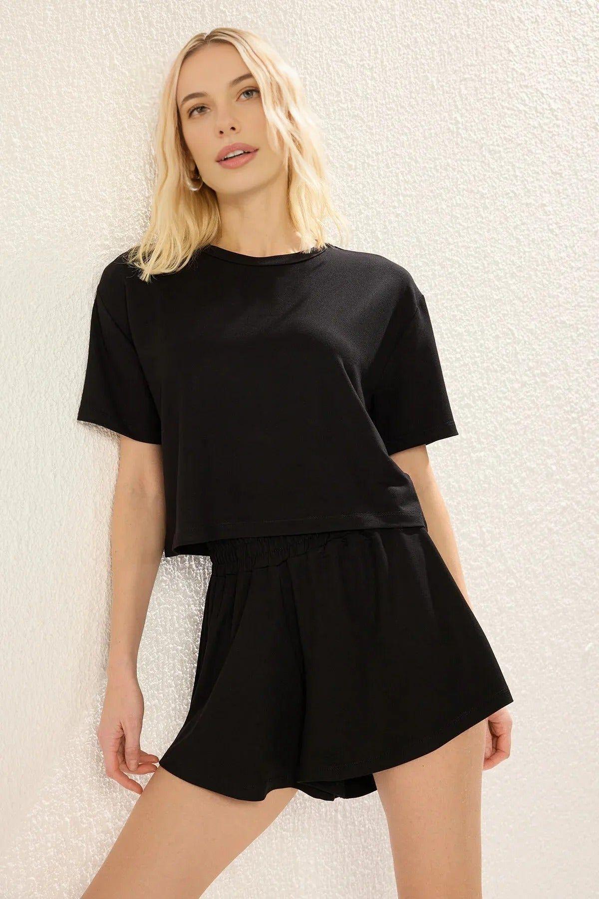 2-Piece Soft Touch T-Shirt and Shorts Lounge Set with Relaxed Fit by WOVCOR