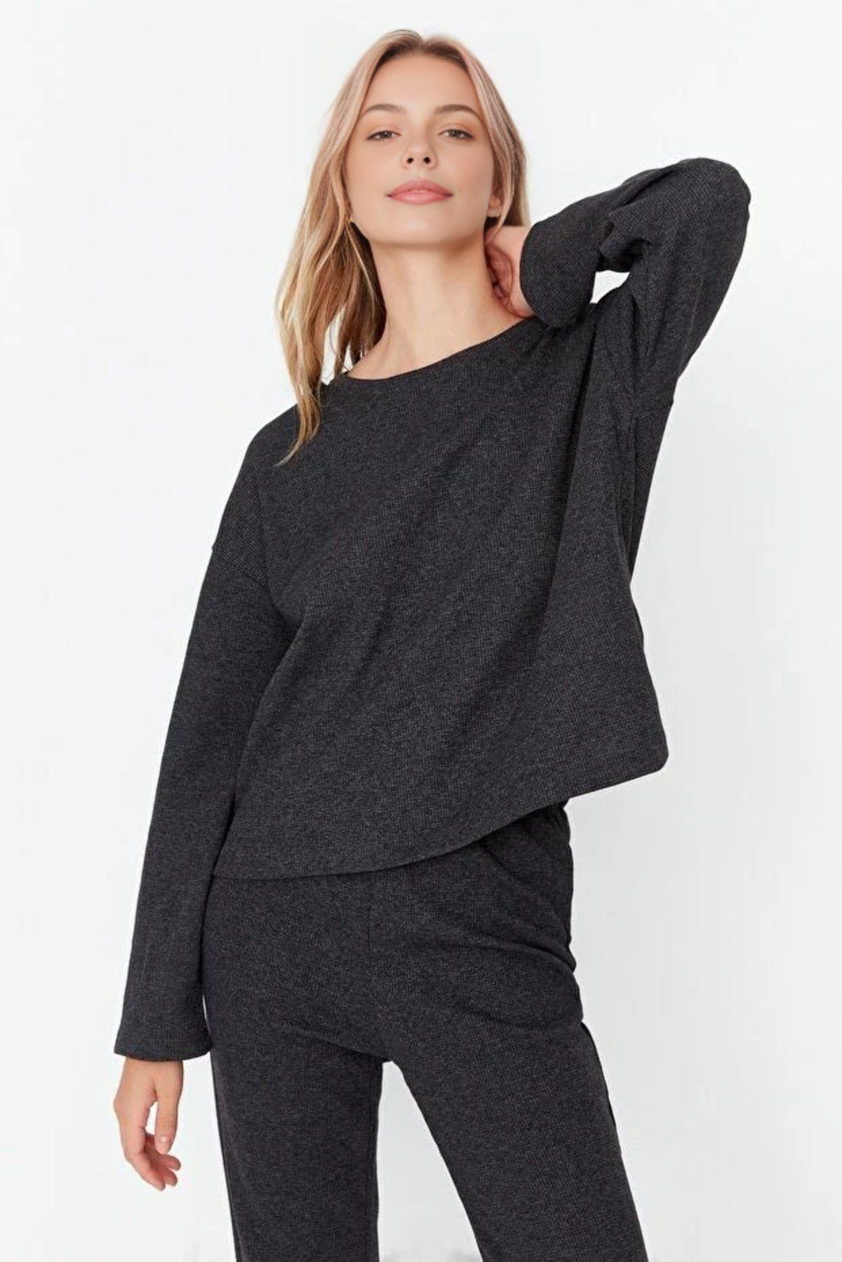 2-Piece Waffle Knit Pajama Set by WOVCOR