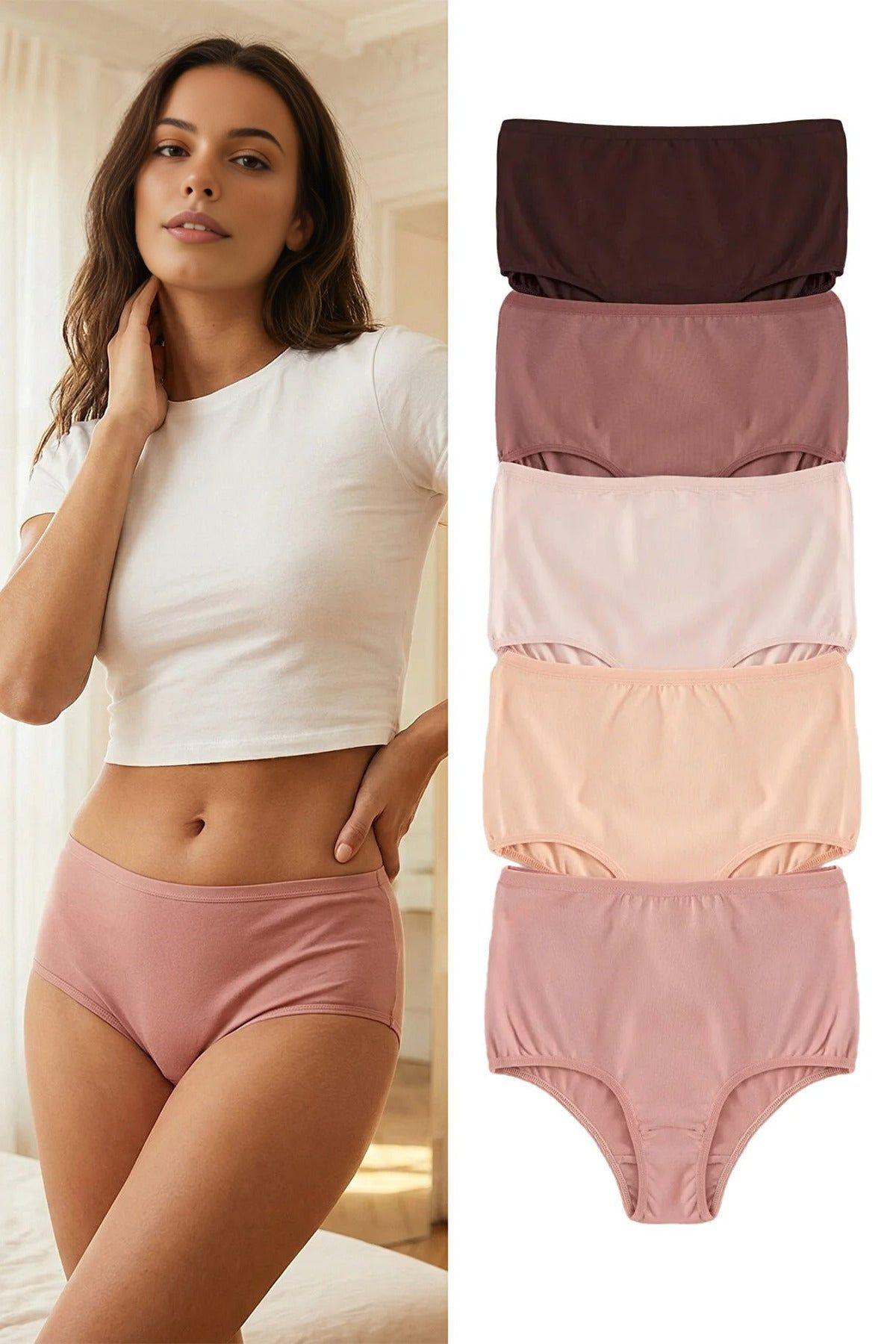 5 Pack Plain High Waist Seamfree Briefs Set by WOVCOR 5 Pack Plain High Waist Seamfree Briefs Set by WOVCOR