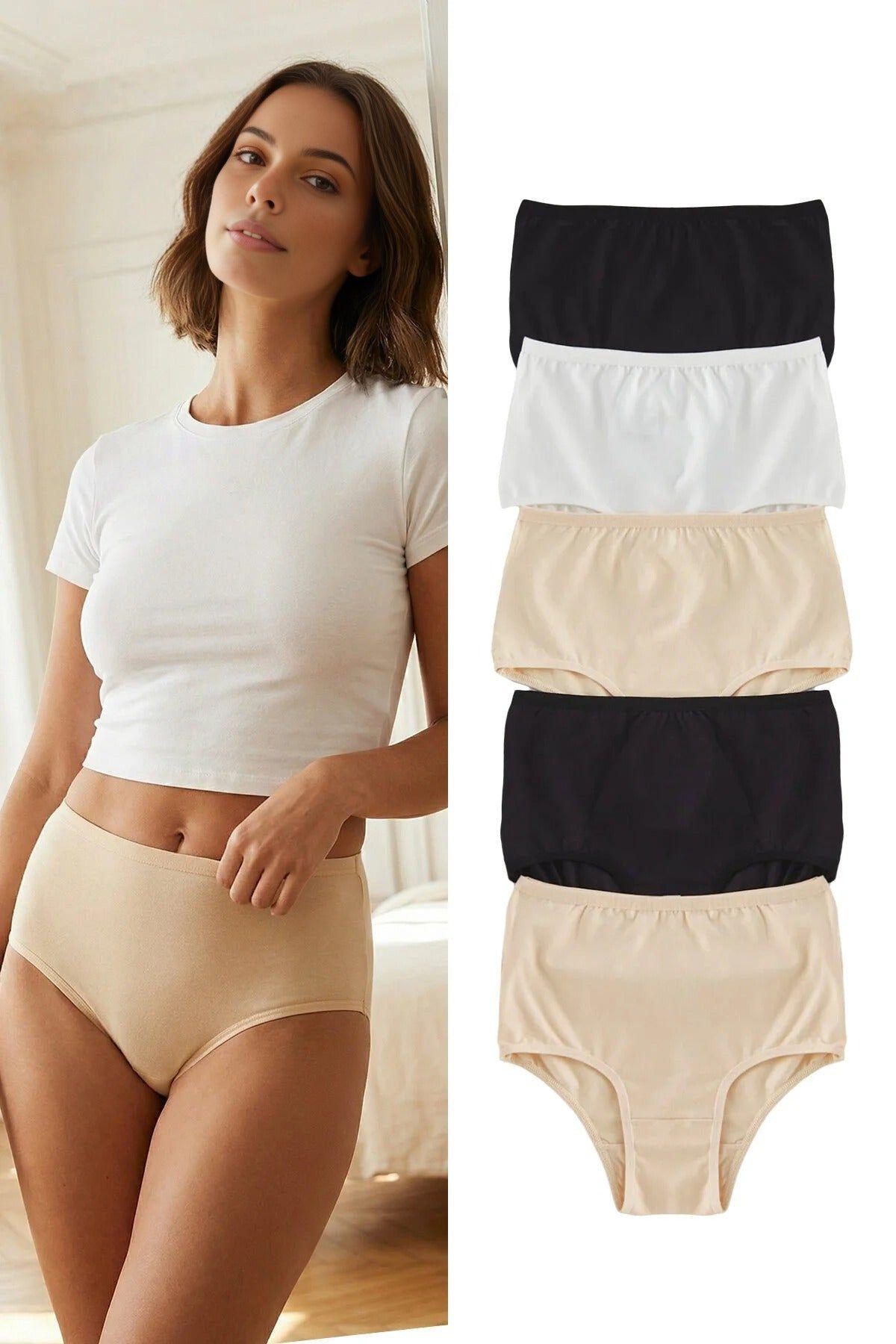 5 Pack Plain High Waist Seamfree Briefs Set by WOVCOR