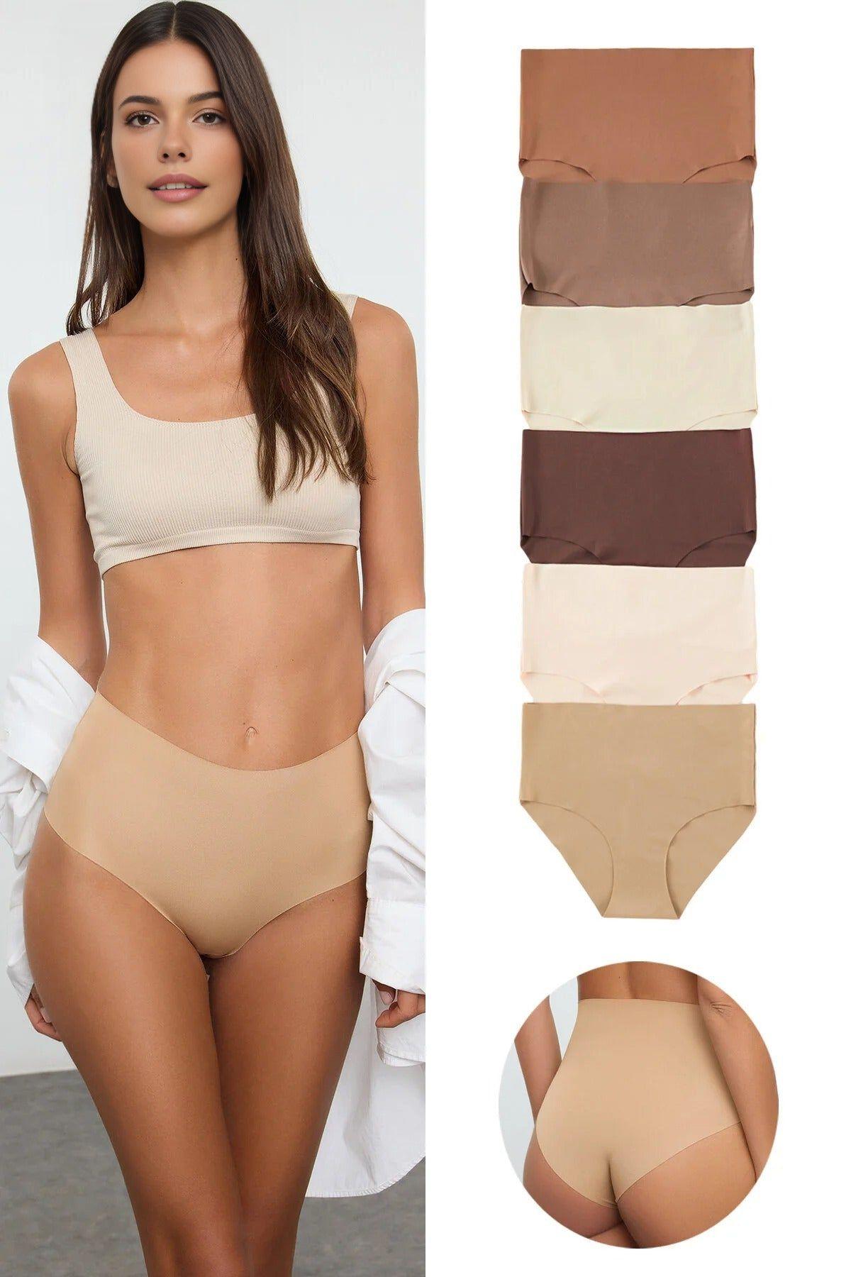 6 Pack Seamless Knitted High Waist Briefs Multipack by WOVCOR