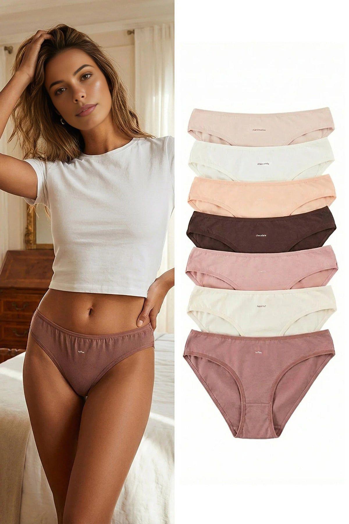 7 Pack Cotton Rich Plain Logo Bikini Briefs Set by WOVCOR