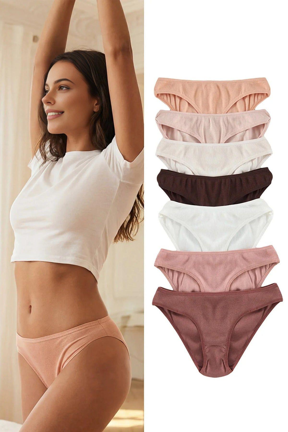 7 Pack Ribbed Knitted Bikini Briefs Multipack by WOVCOR