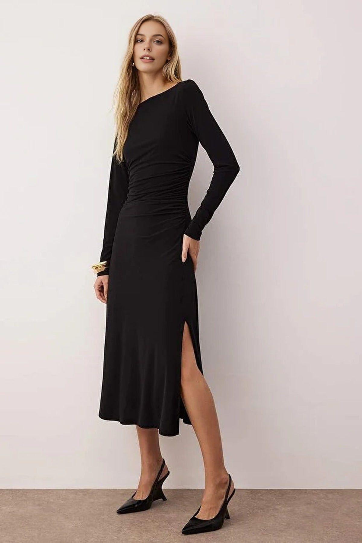 A-Line Stretch Maxi Knit Dress with Back Detail by WOVCOR