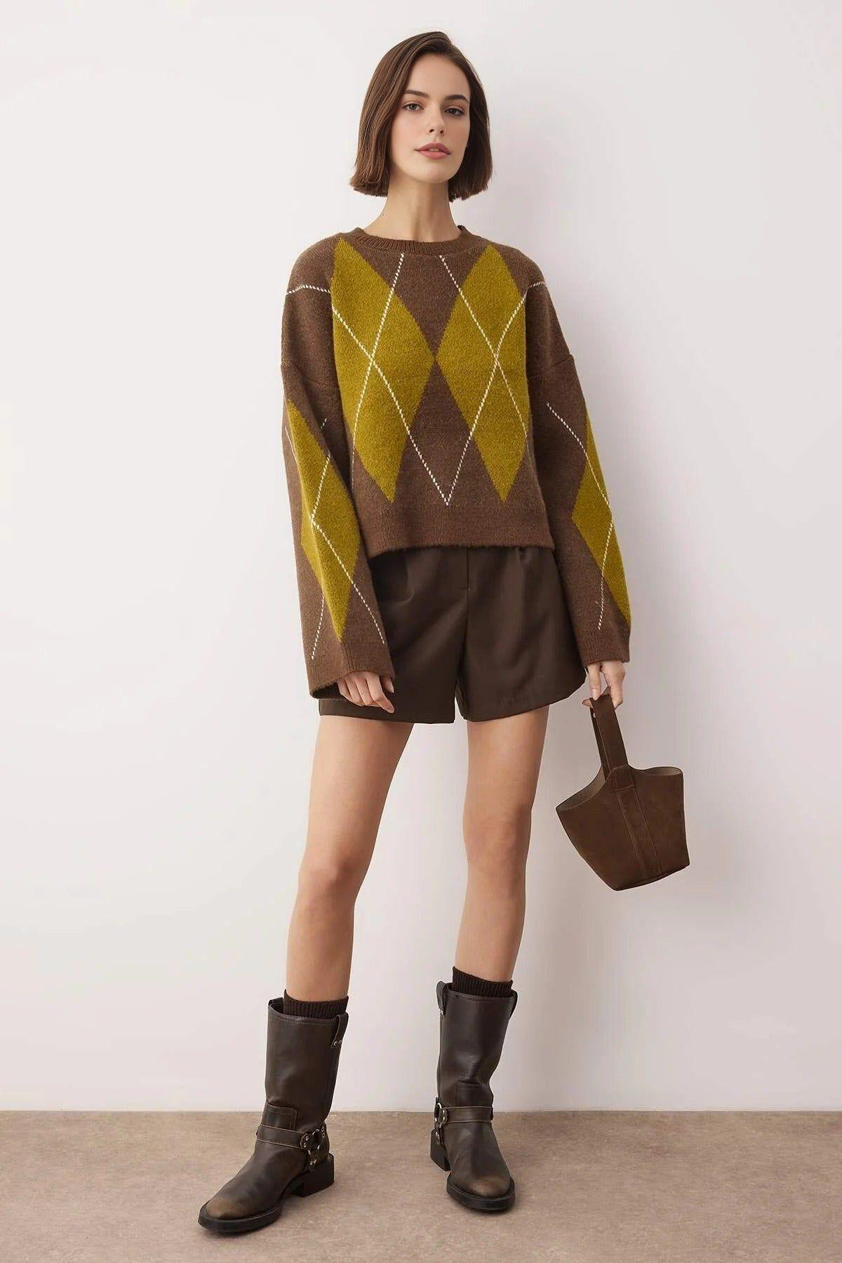 Argyle Pattern Knitted Jumper by WOVCOR