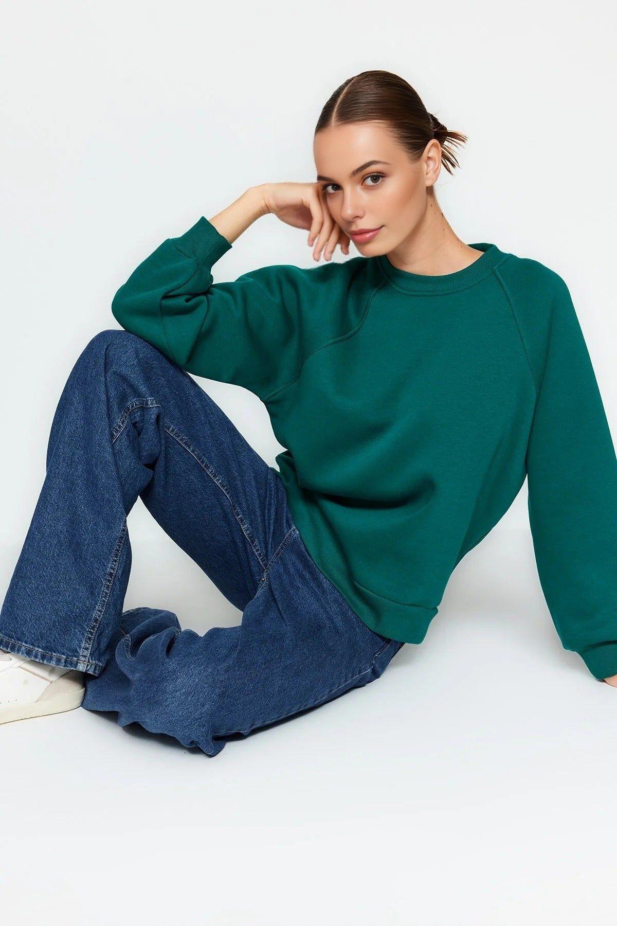 Basic Crew Neck Fleece Sweatshirt by WOVCOR