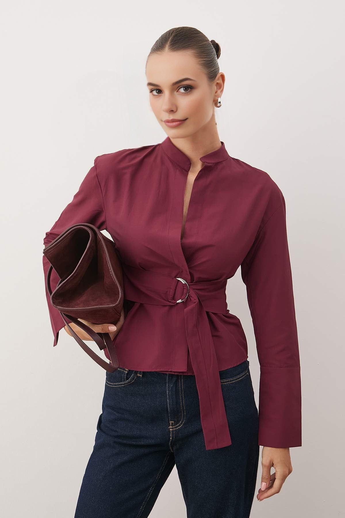 Belted Snap-Front Adjustable Shirt by WOVCOR
