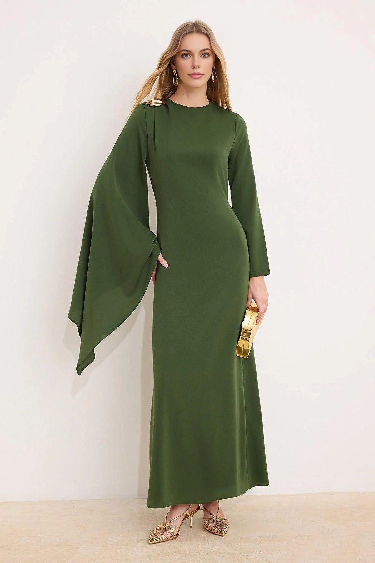 Cape Sleeve Detail Long Sleeve Maxi Evening Dress by WOVCOR