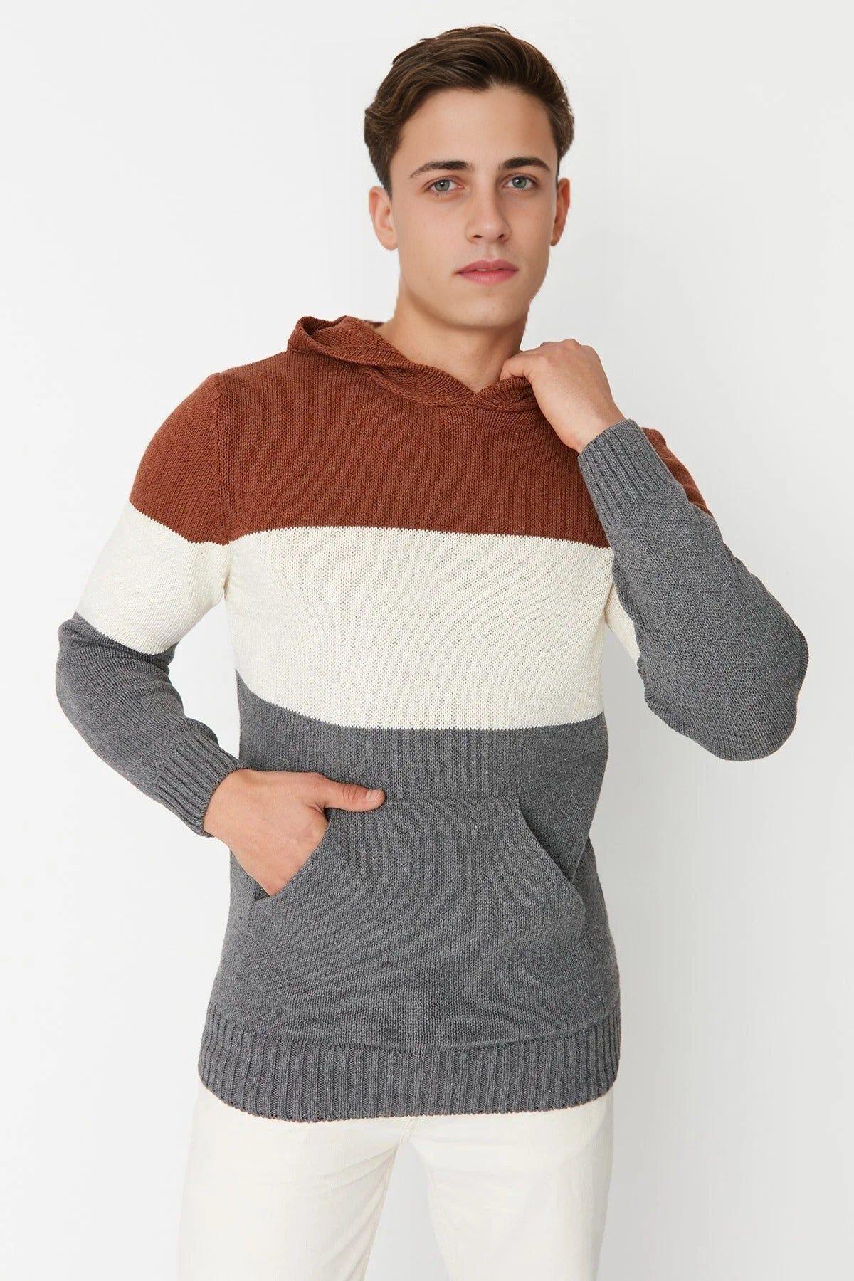 Colour Block Hooded Knit Jumper by WOVCOR