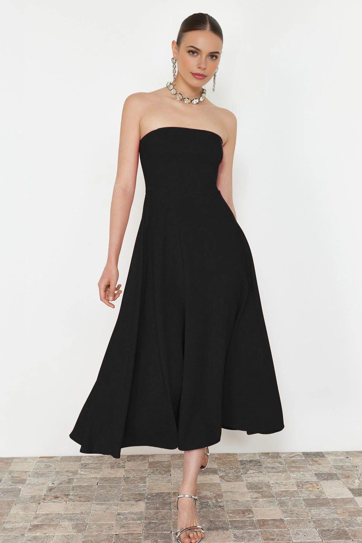 Elegant Strapless A-Line Maxi Dress by WOVCOR