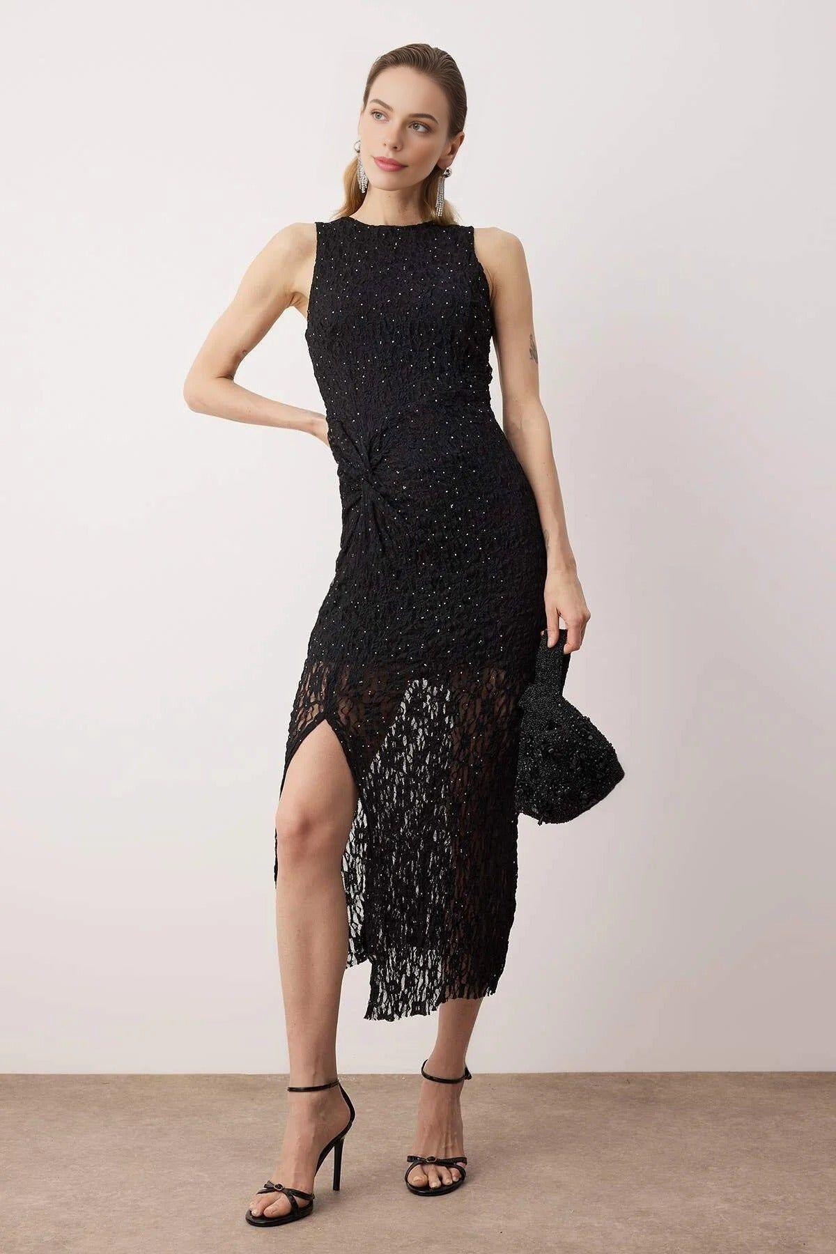 Embellished Tulle Maxi Dress with Lined Finish by WOVCOR
