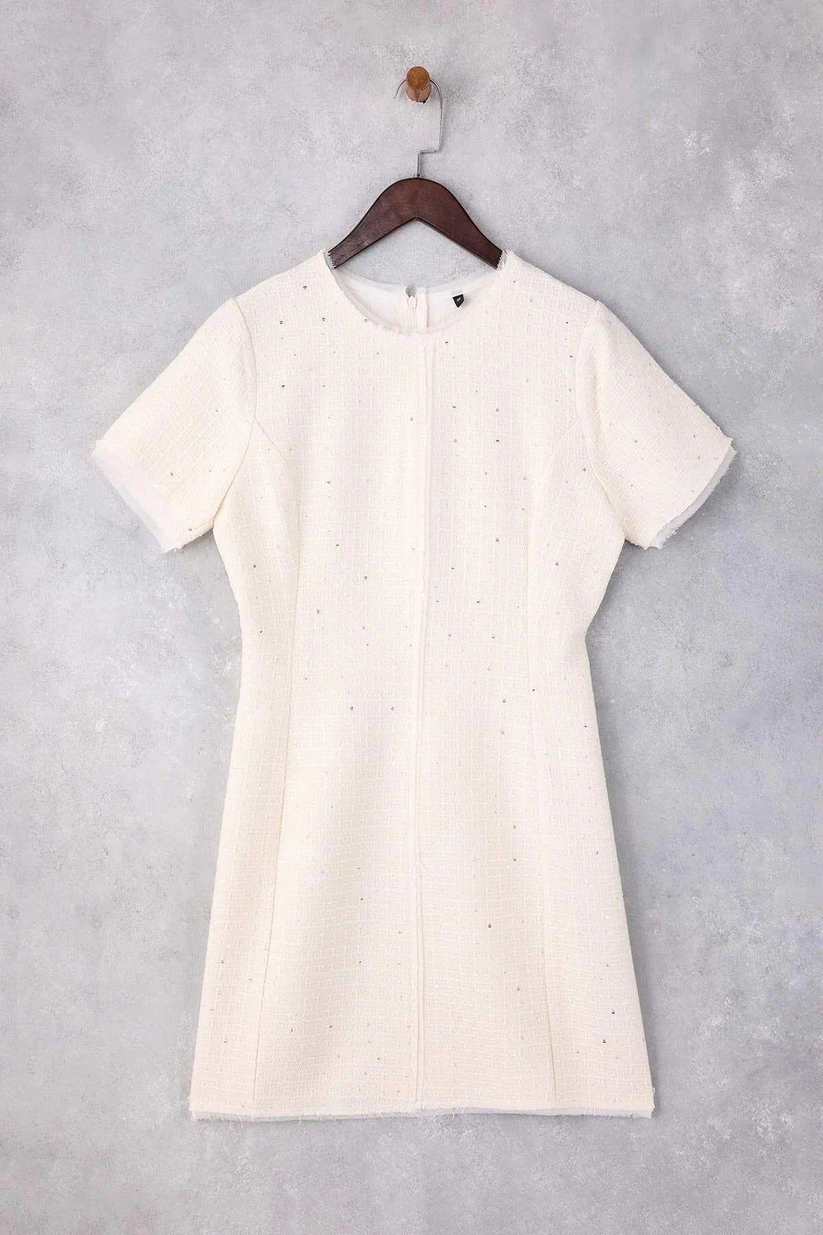 Embellished Tweed Mini Woven Dress by WOVCOR