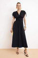 Floral Applique Plunge Neck Maxi Dress by WOVCOR