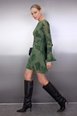 Floral Flocked Sheer Mini Dress by WOVCOR Floral Flocked Sheer Mini Dress by WOVCOR