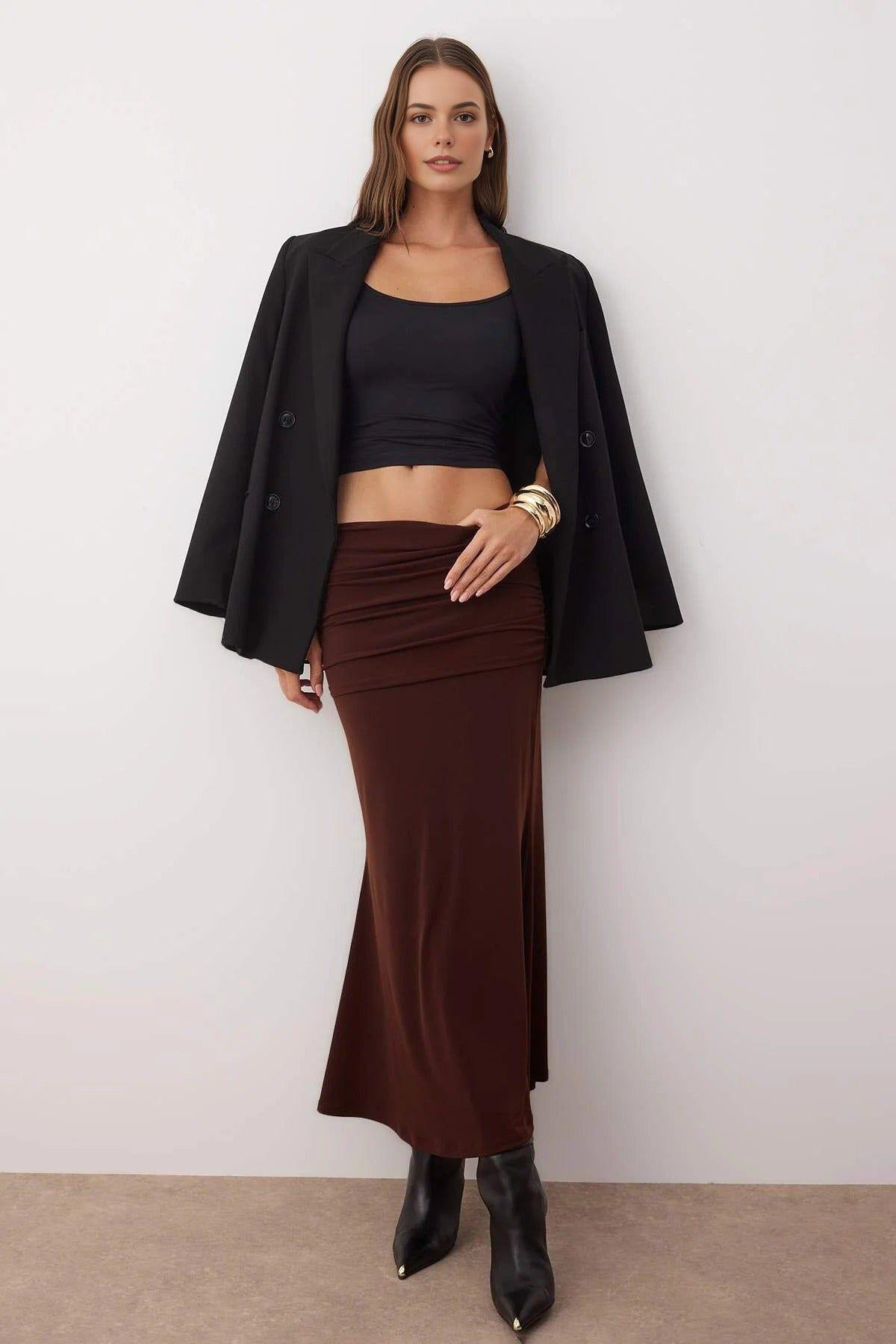 Gathered Maxi Knit Skirt by WOVCOR