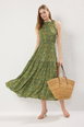 Halterneck Tie Neck Tiered Maxi Dress by WOVCOR