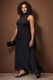 High Neck Sleeveless Maxi Dress with Draped Sheer Skirt by WOVCOR High Neck Sleeveless Maxi Dress with Draped Sheer Skirt by WOVCOR