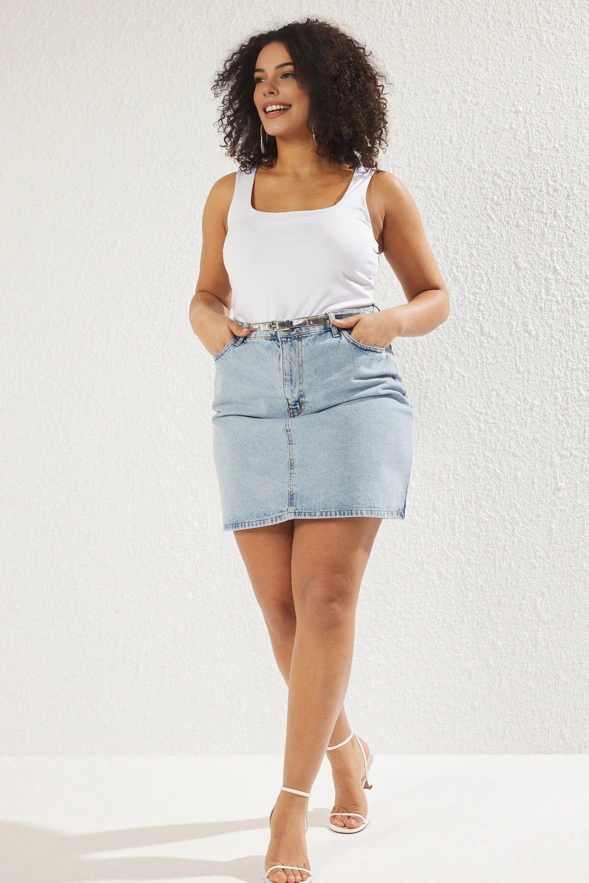 High Waist A-Line Mini Skirt with Pocket Detail by WOVCOR