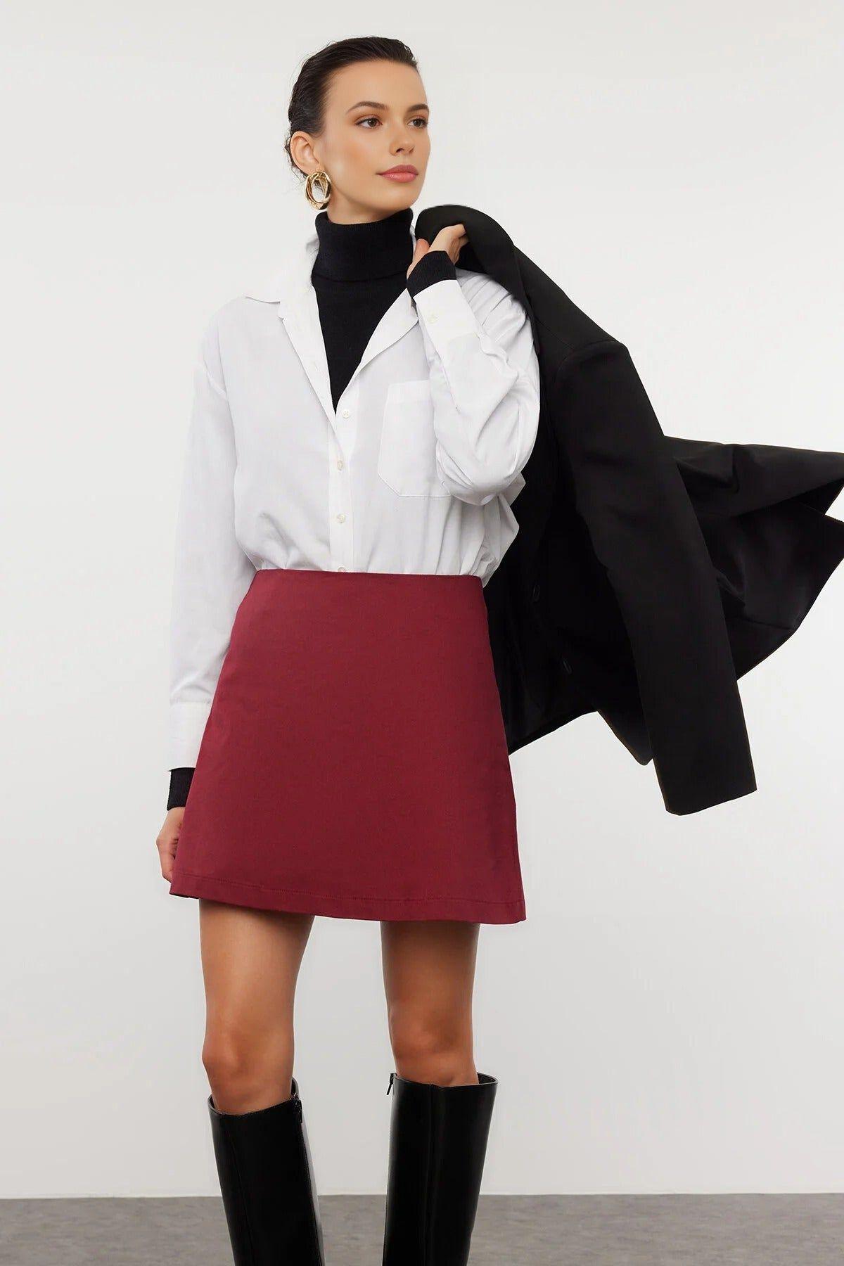 High-Waist A-Line Mini Woven Skirt by WOVCOR
