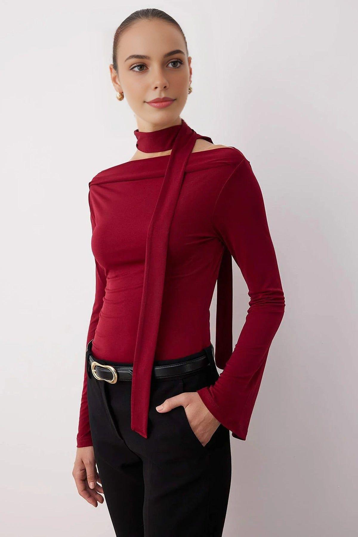 Knit Blouse With Shawl Detail by WOVCOR