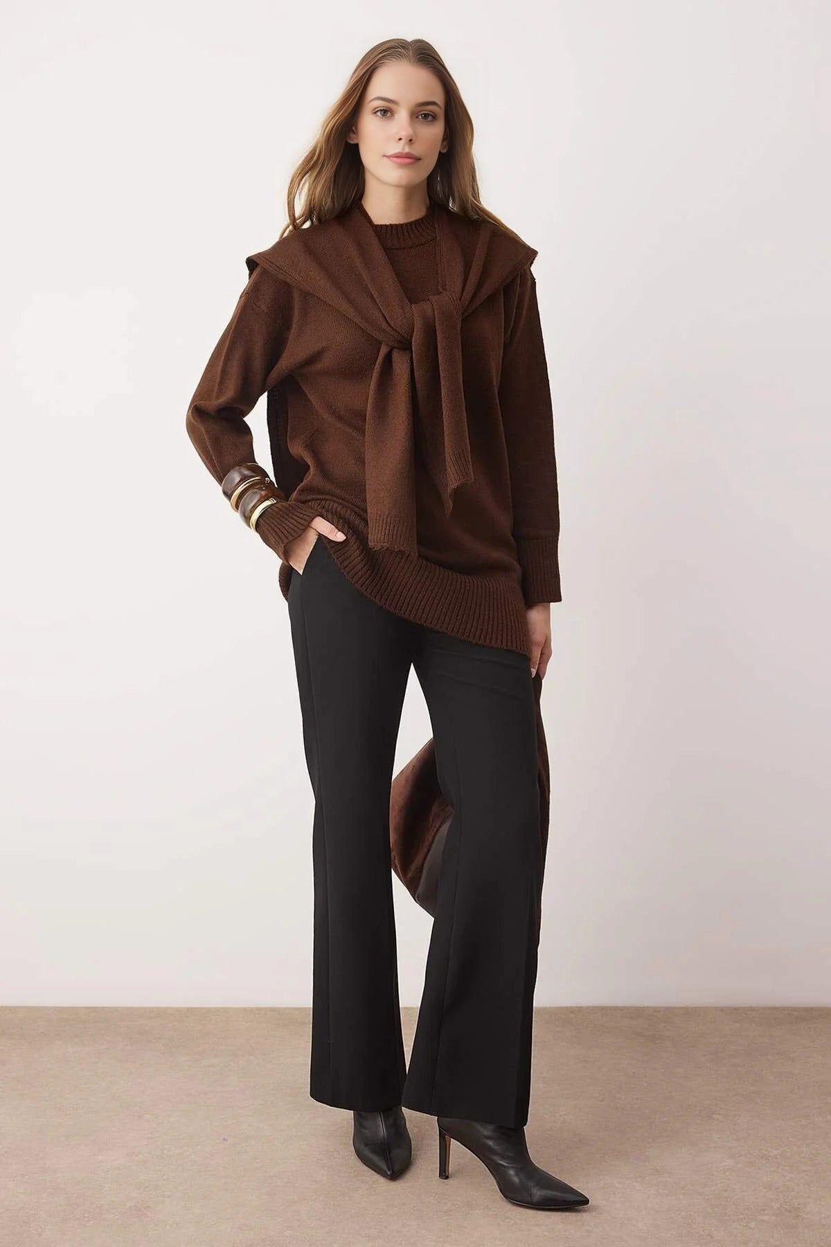 Knit Shawl Collar Detail Relaxed Fit Sweater by WOVCOR