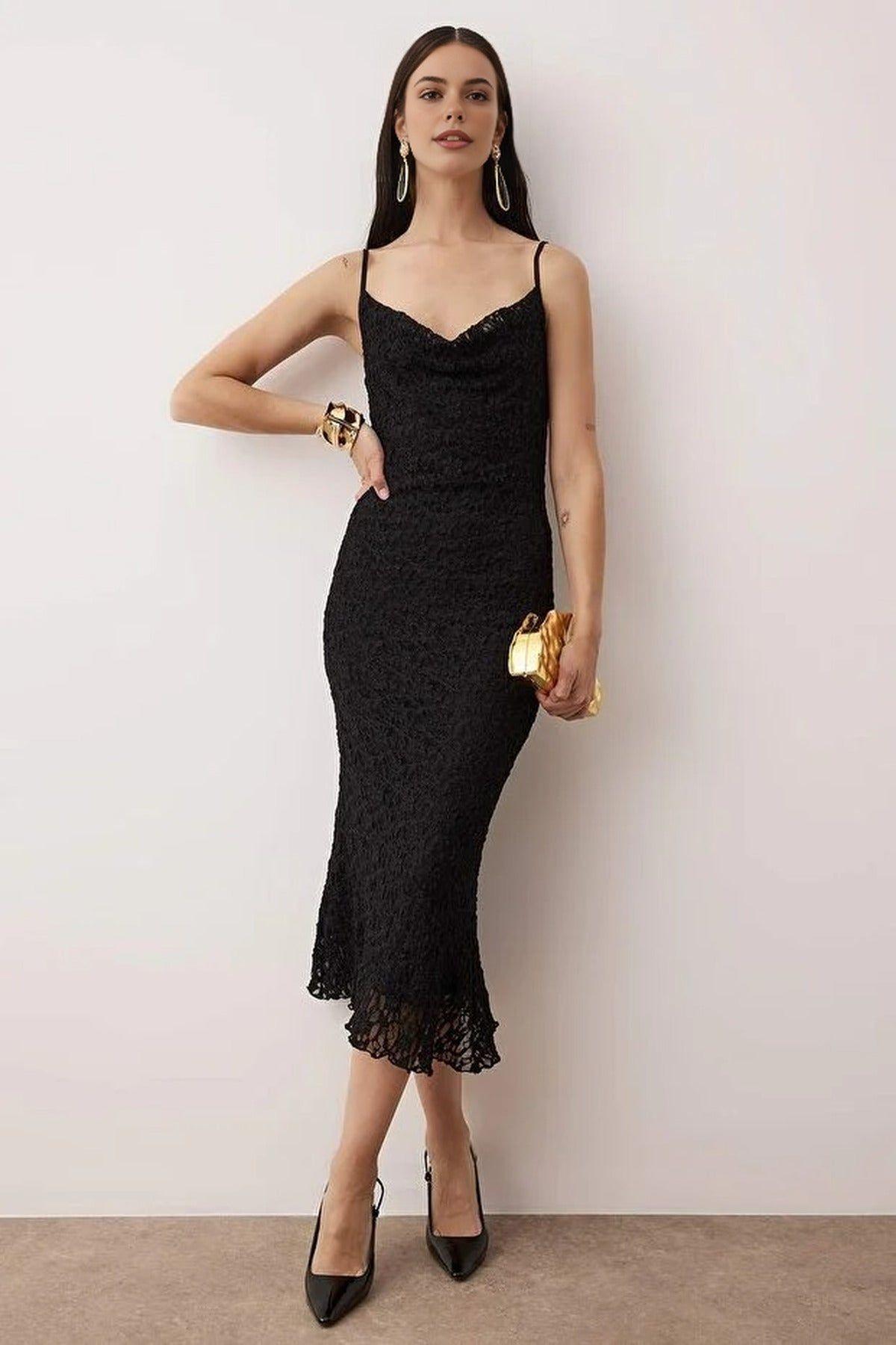 Lace Knit Midi Evening Dress by WOVCOR