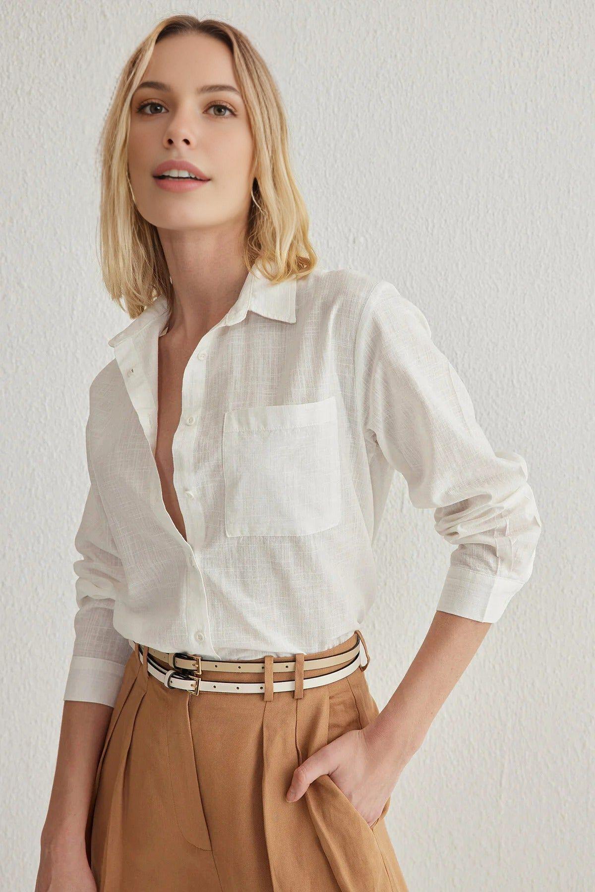 Linen Look Oversize Woven Shirt by WOVCOR