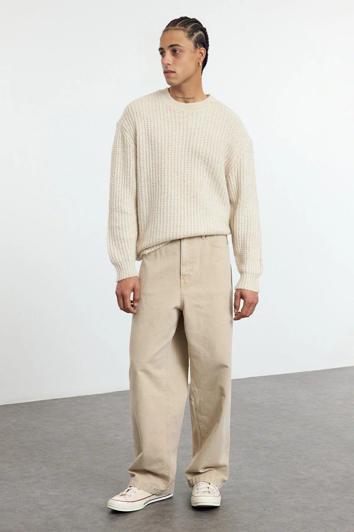 Men’s Crew Neck Textured Knit Sweater by WOVCOR