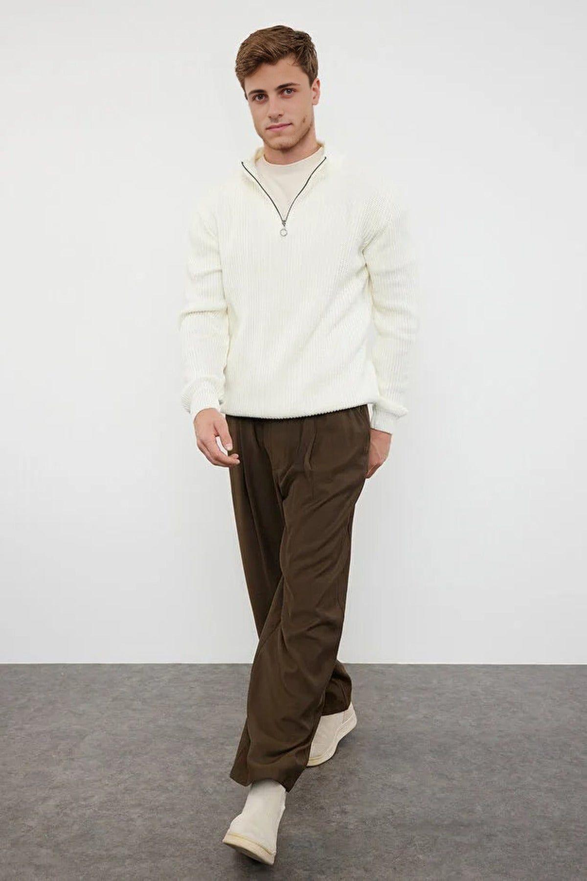 Men’s Regular Fit Half Zip Funnel Neck Sweater by WOVCOR