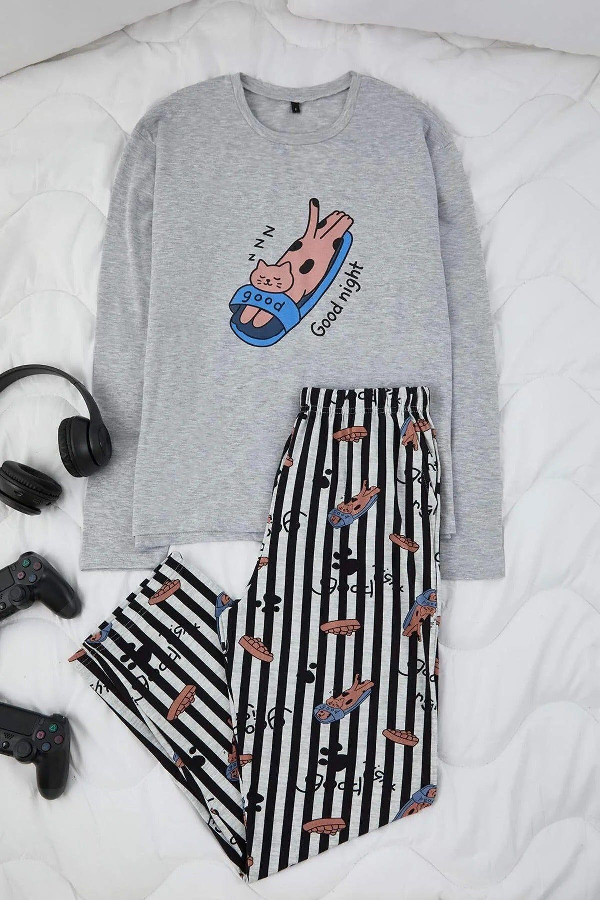Men’s Slogan Print Long Sleeve Pyjama Set by WOVCOR