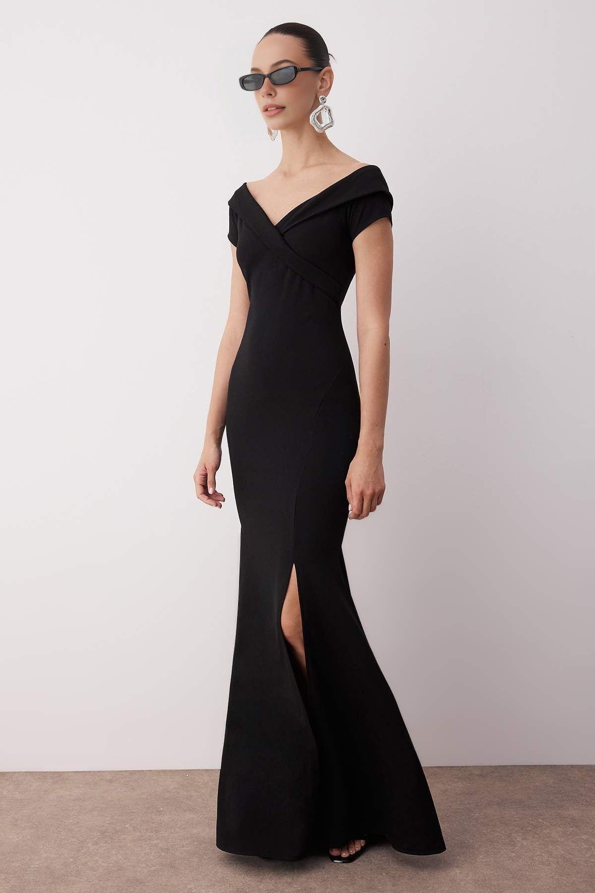 Off Shoulder Fishtail Maxi Evening Dress by WOVCOR