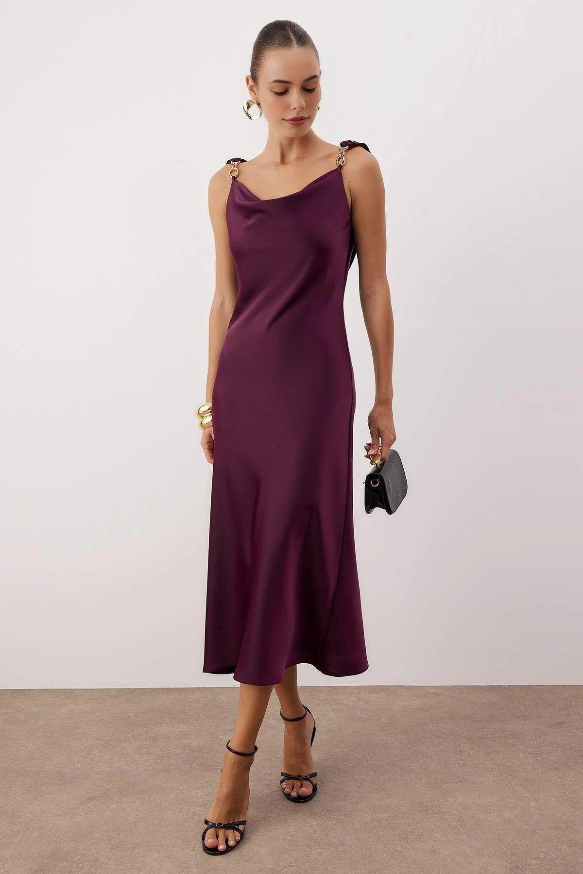 One-Shoulder Ring Detail Midi Dress by WOVCOR