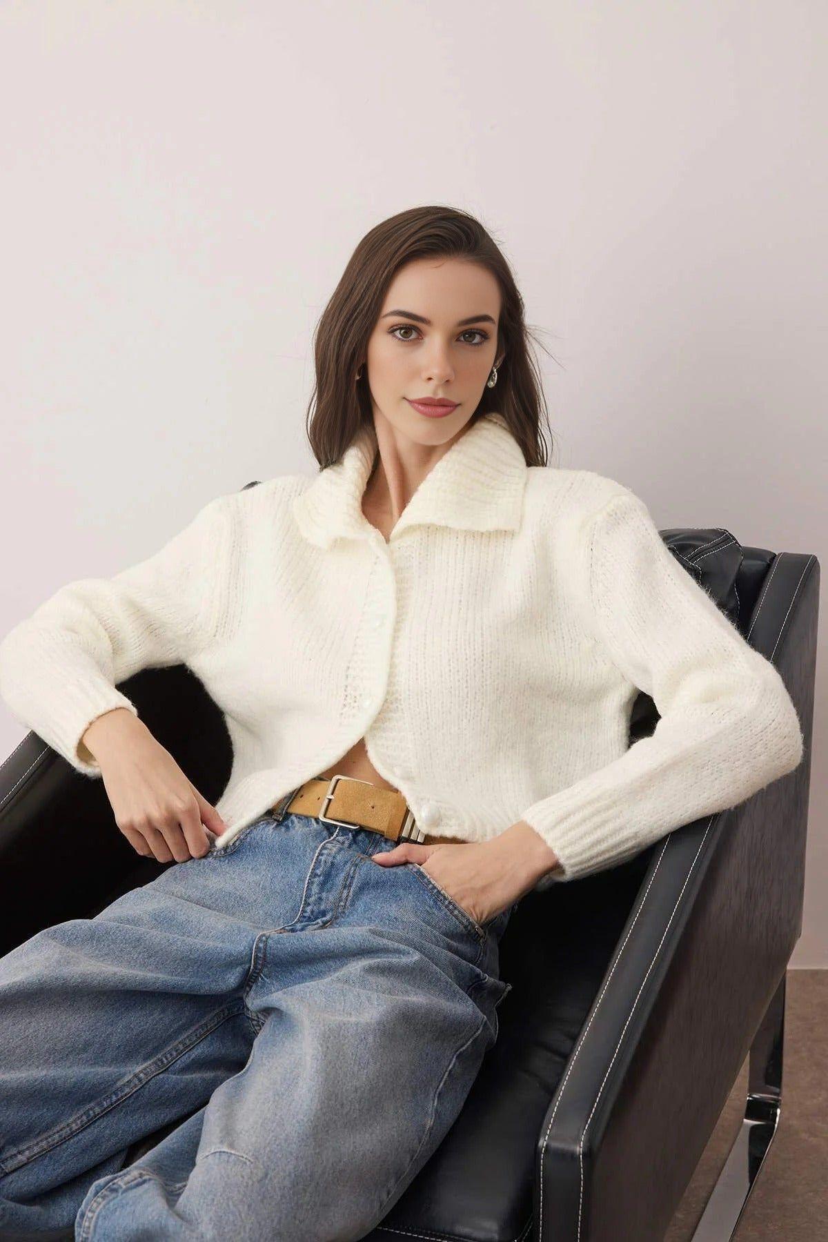 Oversize Crop Knit Cardigan by WOVCOR