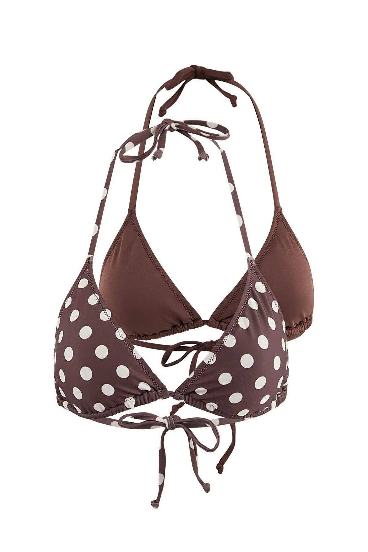 Polka Dot Printed Triangle Bikini Top 2 Pack with Adjustable Straps by WOVCOR