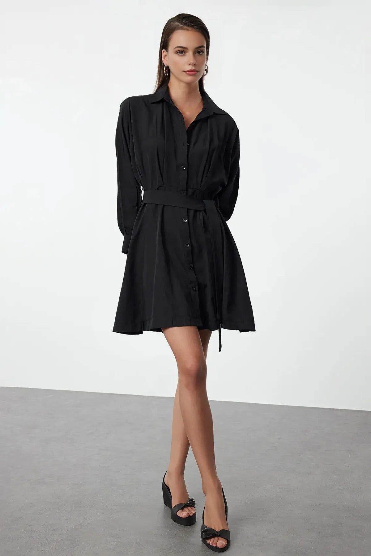 Ribbed Pleated Mini Knit Dress by WOVCOR | jellibeans