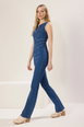 Round Neck Fitted Denim Jumpsuit by WOVCOR Round Neck Fitted Denim Jumpsuit by WOVCOR