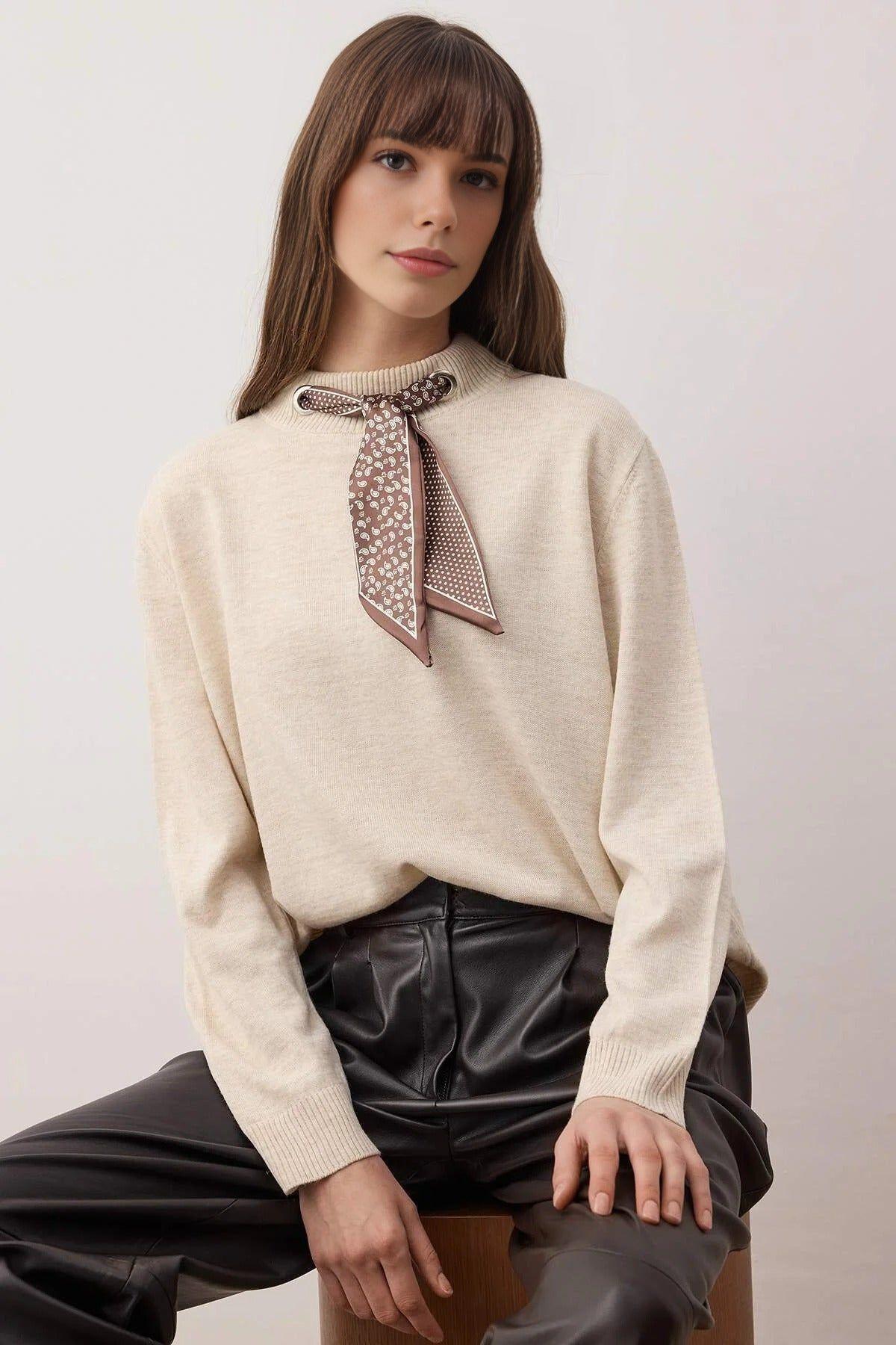 Scarf Collar Detail Soft Knit Jumper by WOVCOR