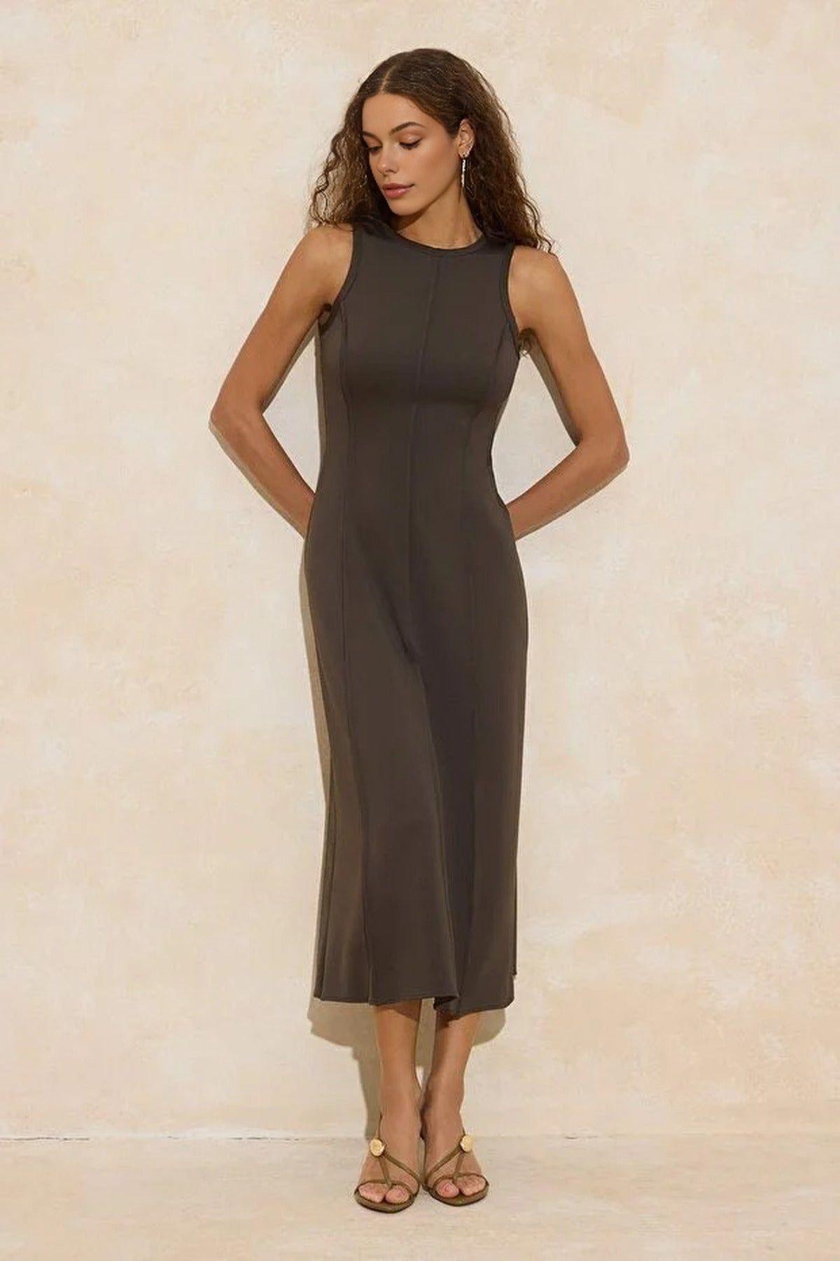 Seam Detail Sleeveless A-Line Maxi Dress by WOVCOR