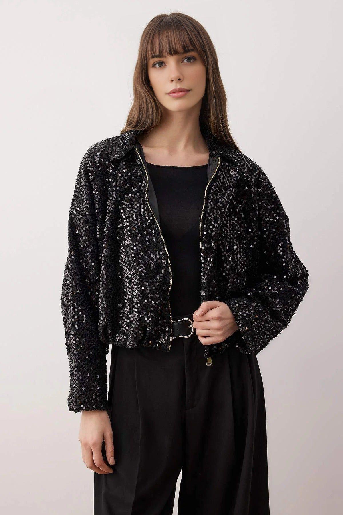 Sequin Zip Through Jacket by WOVCOR