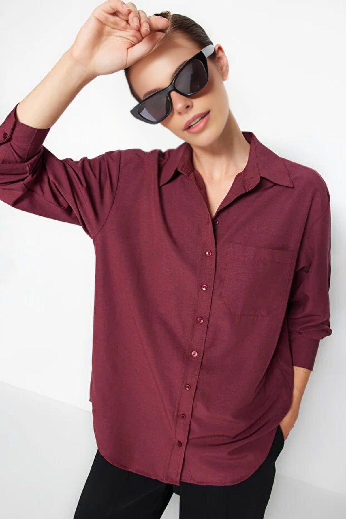 Single Pocket Boyfriend Cotton Woven Shirt by WOVCOR
