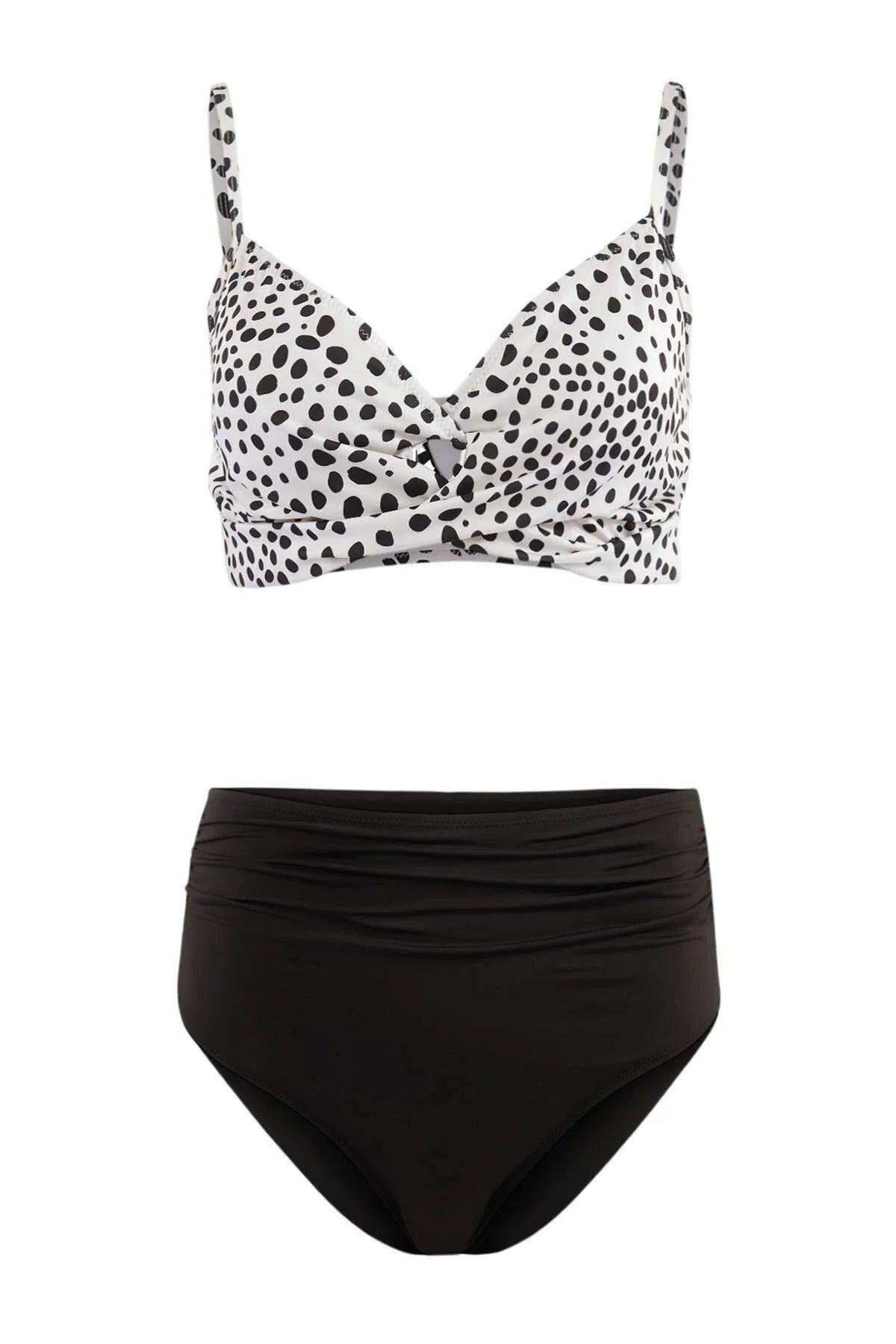Spots Bikini Set with Adjustable Strap Top and High Waist Bottom by WOVCOR