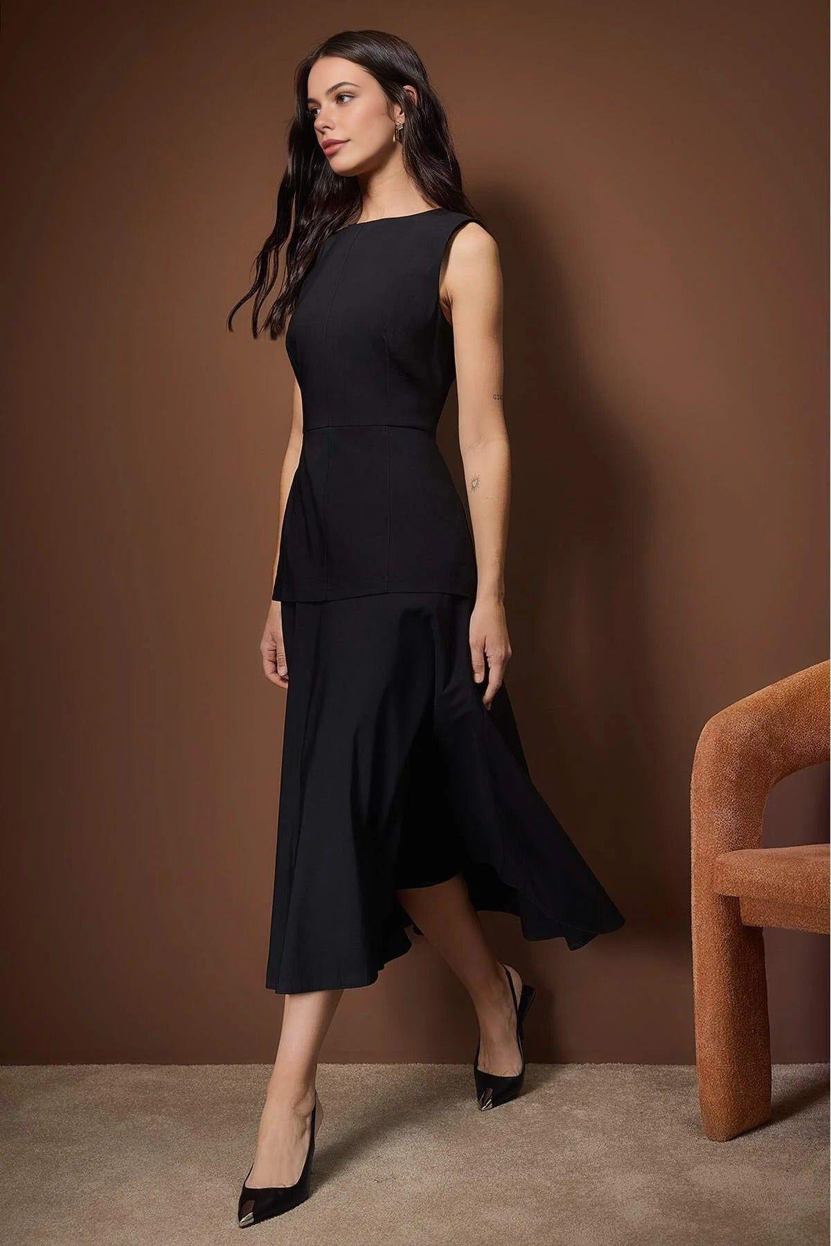Stretch Woven Sleeveless Midi Dress by WOVCOR