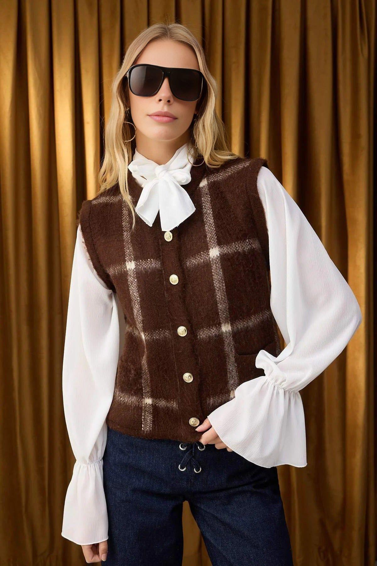 Tailored Button-Front V-Neck Waistcoat by WOVCOR