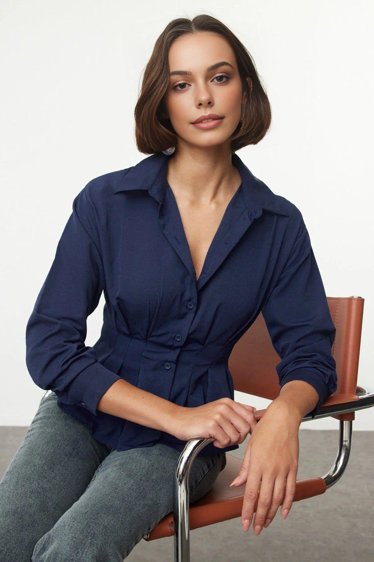 Tailored Shirt With Pin-Tuck Waist Detail by WOVCOR