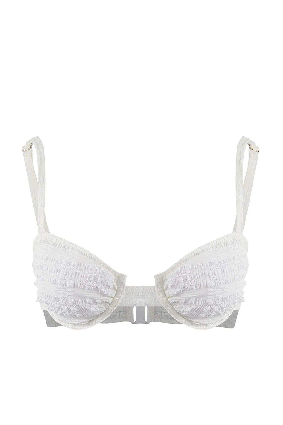 Textured Padded Balconette Bikini Top with Underwire Support by WOVCOR