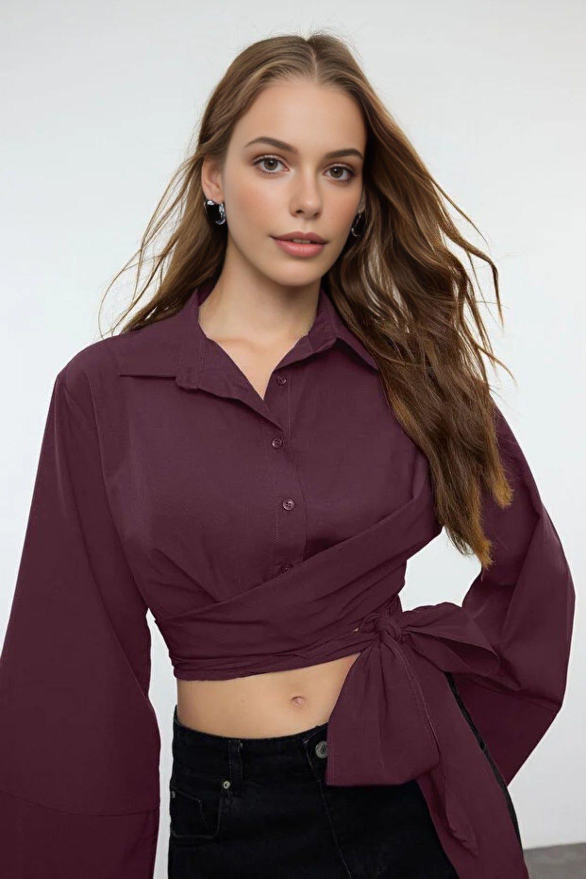 Tie-Front Woven Shirt With Regular Fit by WOVCOR