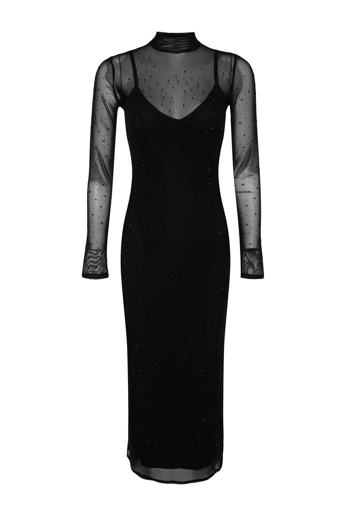 Tulle Evening Dress With Shiny Stone Detail by WOVCOR