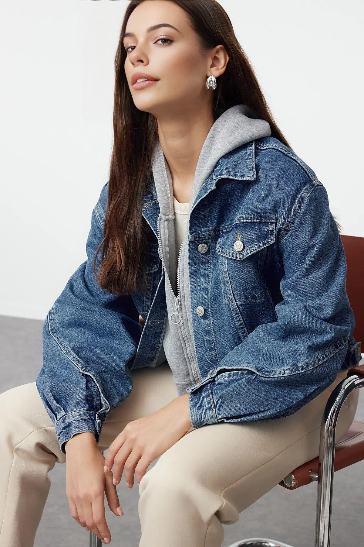 Women’s Washed Button Up Denim Jacket by WOVCOR