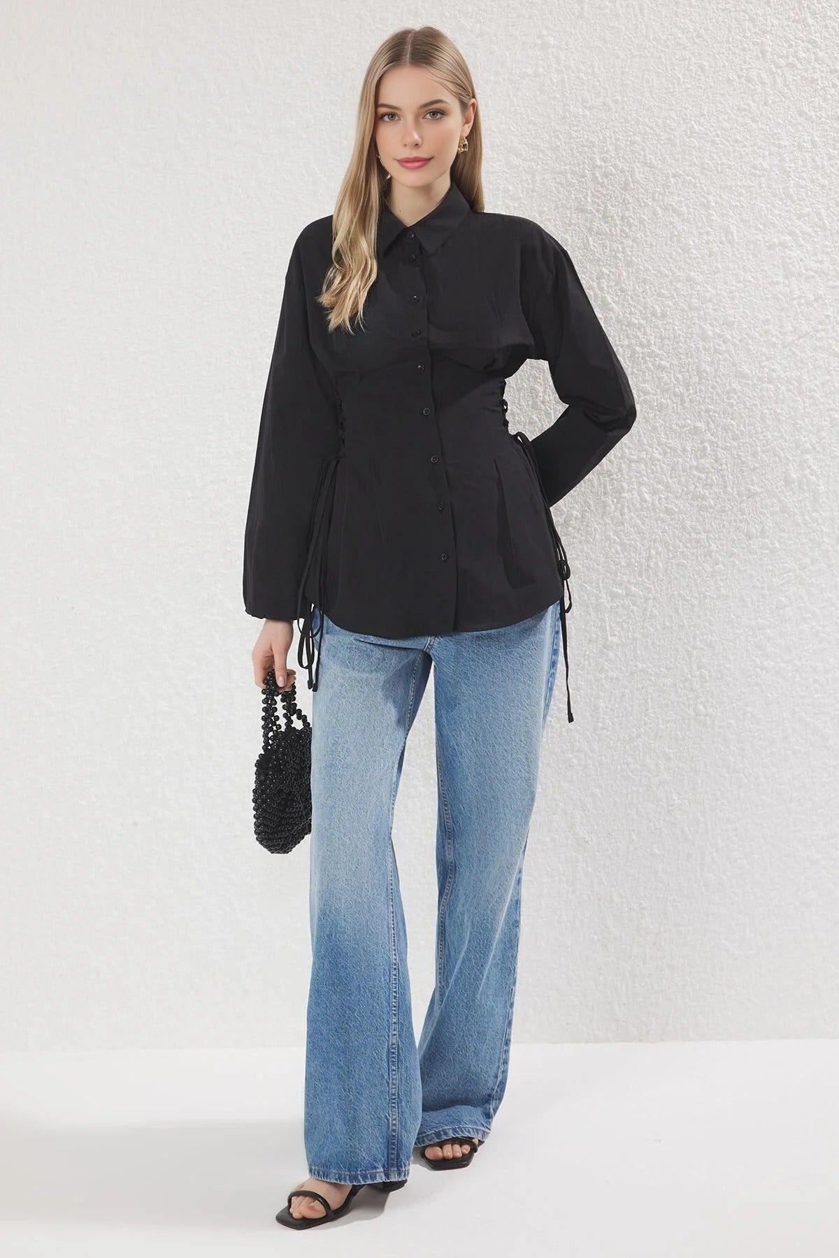 Woven Shirt With Waist Tie Detail by WOVCOR